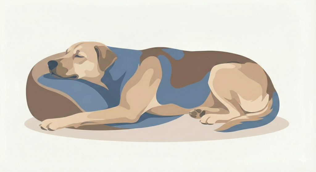 Hund schläft schläft mit dem Kopf aufgestützt