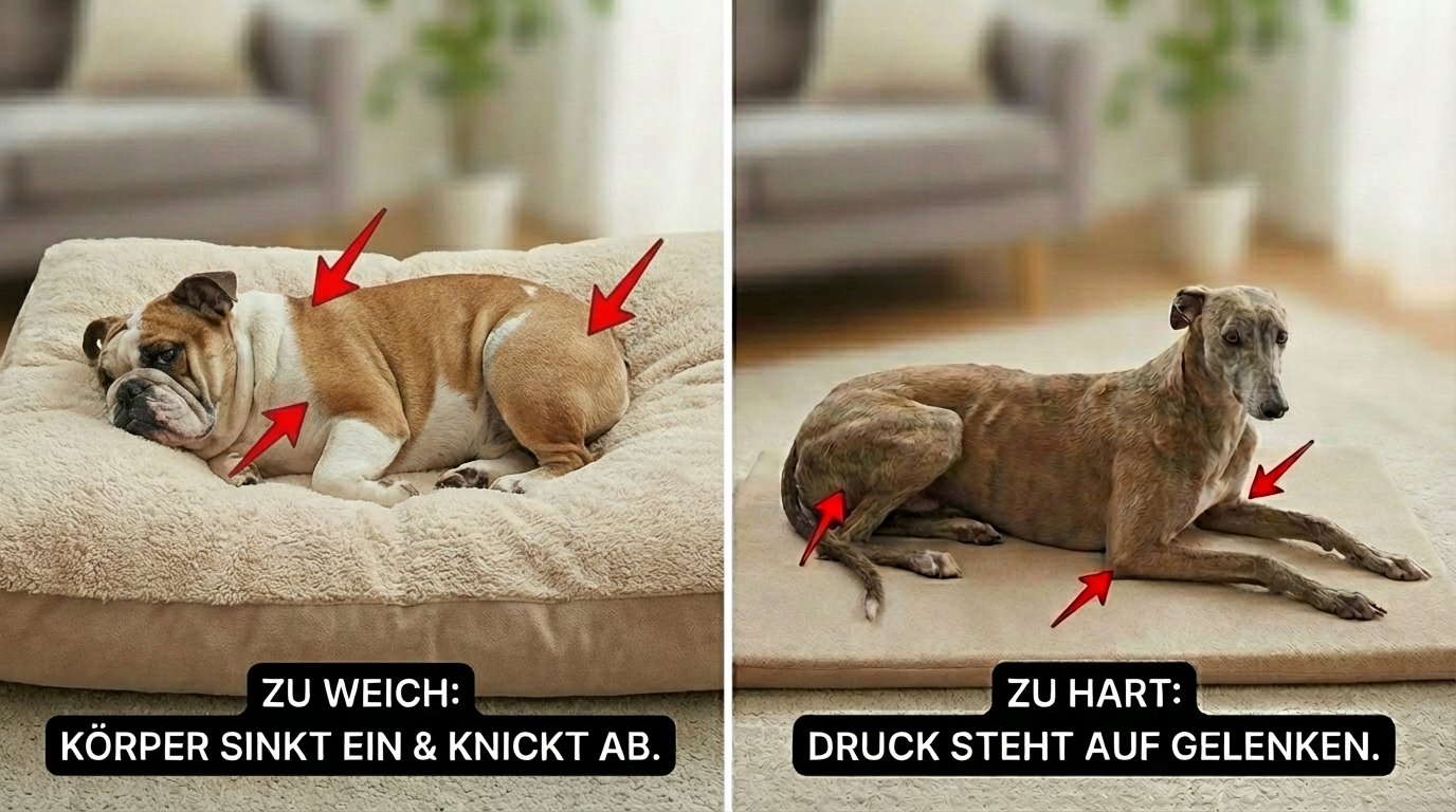 Zu weiche oder zu harte Liegeflächen gegenübergestellt